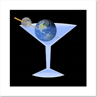 Cosmos-politan Earth Moon Olives Martini Glass Posters and Art